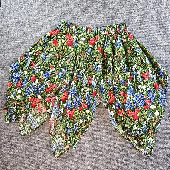 Handmade Boho Asymmetrical Skirt Womens M Green Floral Festival Cottagecore - Picture 6 of 6